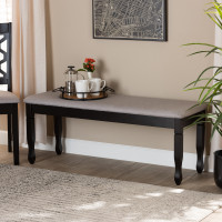 Baxton Studio RH039-Grey/Dark Brown-Dining Bench Corey Modern and Contemporary Grey Fabric Upholstered and Dark Brown Finished Wood Dining Bench